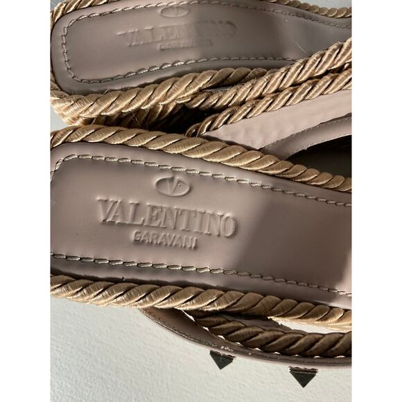 Valentino 'Rockstud' Purple Torchon Espadrille Wedge Sandal Size 9 US / 39 EU - Picture 5 of 8